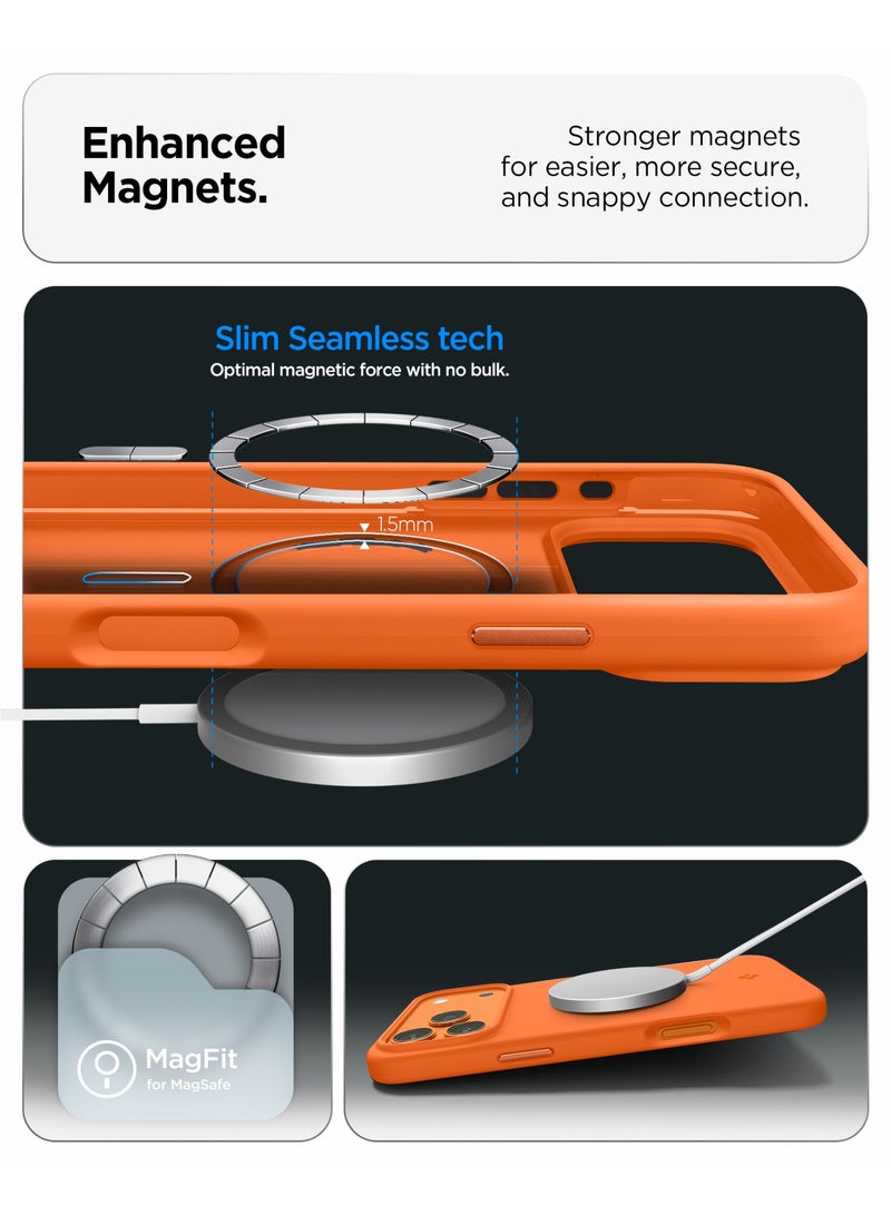 Spigen Silicone Fit MagFit for Apple iPhone 17 PRO MagSafe Case Cover - Cosmic Orange - Image 5